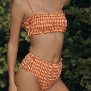 Damsen Madder Jezebel Bikini in Orange Gingham Size L